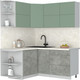 Миниатюра изображения товара Кухонный гарнитур Интерлиния Мила Матте 1.5x1.7 А (мята/керамика/опал светлый)