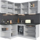 Миниатюра изображения товара Кухонный гарнитур Интерлиния Мила Матте 1.5x1.8 А (керамика/керамика/опал светлый)