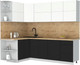 Миниатюра изображения товара Кухонный гарнитур Интерлиния Мила Матте 1.5x2.4 А (белый/черный/дуб бунратти)