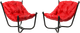 Миниатюра изображения товара Комплект кресел садовых M-Group Чил / 29360406 (2шт, черный/красная подушка)