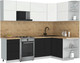 Миниатюра изображения товара Кухонный гарнитур Интерлиния Мила Матте 1.5x2.5 Б (белый/черный/дуб бунратти)