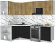 Миниатюра изображения товара Кухонный гарнитур Интерлиния Мила Матте 1.5x2.6 Б (дуб вотан/черный/белый гранит)