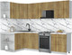 Миниатюра изображения товара Кухонный гарнитур Интерлиния Мила Матте 1.5x2.7 Б (дуб вотан/дуб вотан/белый гранит)