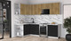 Миниатюра изображения товара Кухонный гарнитур Интерлиния Мила Матте 1.5x2.7 Б (дуб вотан/черный/белый гранит)
