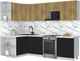 Миниатюра изображения товара Кухонный гарнитур Интерлиния Мила Матте 1.5x2.7 Б (дуб вотан/черный/белый гранит)
