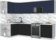Миниатюра изображения товара Кухонный гарнитур Интерлиния Мила Матте 1.5x2.9 Б (индиго/черный/белый гранит)