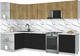 Миниатюра изображения товара Кухонный гарнитур Интерлиния Мила Матте 1.5x3.1 Б (дуб вотан/черный/белый гранит)