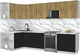 Миниатюра изображения товара Кухонный гарнитур Интерлиния Мила Матте 1.5x3.2 Б (дуб вотан/черный/белый гранит)