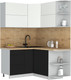 Миниатюра изображения товара Кухонный гарнитур Интерлиния Мила Матте 1.5x1.4 А PR (белый/черный/дуб бунратти)