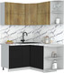 Миниатюра изображения товара Кухонный гарнитур Интерлиния Мила Матте 1.5x1.4 А PR (дуб вотан/черный/белый гранит)