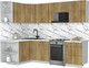 Миниатюра изображения товара Кухонный гарнитур Интерлиния Мила Матте 1.5x2.6 Б (дуб вотан/дуб вотан/белый гранит)
