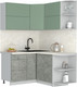 Миниатюра изображения товара Кухонный гарнитур Интерлиния Мила Матте 1.5x1.4 А PR (мята/керамика/опал светлый)