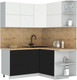 Миниатюра изображения товара Кухонный гарнитур Интерлиния Мила Матте 1.5x1.6 А PR (белый/черный/дуб бунратти)