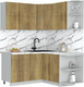 Миниатюра изображения товара Кухонный гарнитур Интерлиния Мила Матте 1.5x1.6 А PR (дуб вотан/дуб вотан/белый гранит)