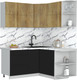 Миниатюра изображения товара Кухонный гарнитур Интерлиния Мила Матте 1.5x1.6 А PR (дуб вотан/черный/белый гранит)