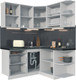 Миниатюра изображения товара Кухонный гарнитур Интерлиния Мила Матте 1.5x1.6 А PR (дуб вотан/черный/белый гранит)