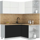 Миниатюра изображения товара Кухонный гарнитур Интерлиния Мила Матте 1.5x1.7 А PR (белый/черный/дуб бунратти)