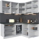 Миниатюра изображения товара Кухонный гарнитур Интерлиния Мила Матте 1.5x1.8 А PR (белый/черный/дуб бунратти)