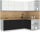 Миниатюра изображения товара Кухонный гарнитур Интерлиния Мила Матте 1.5x2.4 А PR (белый/черный/дуб бунратти)