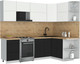 Миниатюра изображения товара Кухонный гарнитур Интерлиния Мила Матте 1.5x2.5 Б PR (белый/черный/дуб бунратти)