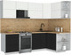 Миниатюра изображения товара Кухонный гарнитур Интерлиния Мила Матте 1.5x2.6 Б PR (белый/черный/дуб бунратти)