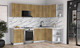 Миниатюра изображения товара Кухонный гарнитур Интерлиния Мила Матте 1.5x2.6 Б PR (дуб вотан/дуб вотан/белый гранит)