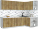 Миниатюра изображения товара Кухонный гарнитур Интерлиния Мила Матте 1.5x2.7 А PR (дуб вотан/дуб вотан/белый гранит)