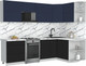 Миниатюра изображения товара Кухонный гарнитур Интерлиния Мила Матте 1.5x2.7 Б PR (индиго/черный/белый гранит)
