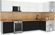 Миниатюра изображения товара Кухонный гарнитур Интерлиния Мила Матте 1.5x3.4 Б PR (белый/черный/дуб бунратти)