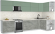 Миниатюра изображения товара Кухонный гарнитур Интерлиния Мила Матте 1.5x3.6 Б PR (мята/керамика/опал светлый)