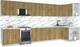 Миниатюра изображения товара Кухонный гарнитур Интерлиния Мила Матте 1.5x4.0 Б PR (дуб вотан/дуб вотан/белый гранит)