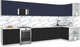 Миниатюра изображения товара Кухонный гарнитур Интерлиния Мила Матте 1.5x4.0 Б PR (индиго/черный/белый гранит)