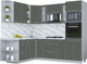 Миниатюра изображения товара Кухонный гарнитур Интерлиния Мила Пластик 1.88x2.4 LV (шторм/шторм/белый гранит)