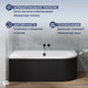 Миниатюра изображения товара Ванна акриловая Lauter Bliss 150 L / 21201051L (с ножками/черный подголовн./черный лицевой экран)