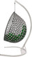 Миниатюра изображения товара Кресло подвесное M-Group Капля Люкс / 11034604 (белый/черный ротанг/зеленая подушка)