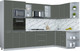 Миниатюра изображения товара Кухонный гарнитур Интерлиния Мила Пластик 1.68x3.2 PR (шторм/шторм/белый гранит)