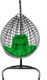 Миниатюра изображения товара Кресло подвесное M-Group Капля Люкс / 11034104 (черный/белый ротанг/зеленая подушка)