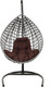 Миниатюра изображения товара Кресло подвесное M-Group Капля Люкс / 11034105 (черный/белый ротанг/коричневая подушка)