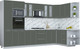 Миниатюра изображения товара Кухонный гарнитур Интерлиния Мила Пластик 1.68x3.4 PR (шторм/шторм/белый гранит)