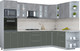 Миниатюра изображения товара Кухонный гарнитур Интерлиния Мила Пластик 1.88x3.0 PR (оксид темный/шторм/травертин серый)