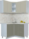 Миниатюра изображения товара Кухонный гарнитур Интерлиния Мила Пластик 1.2x1.3 (латте/кварцевый/опал светлый)