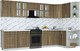 Миниатюра изображения товара Кухонный гарнитур Интерлиния Мила Шато 1.5x3.3 PR (дуб вотан/дуб вотан/белый гранит)