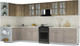 Миниатюра изображения товара Кухонный гарнитур Интерлиния Мила Шато 1.5x3.8 LV (дуб вотан/луна/опал светлый)