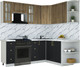 Миниатюра изображения товара Кухонный гарнитур Интерлиния Мила Шато 1.7x2.1 PR (дуб вотан/черный/белый гранит)