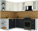 Миниатюра изображения товара Кухонный гарнитур Интерлиния Мила Шато 1.7x2.2 LV (белый/черный/дуб бунратти)