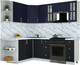 Миниатюра изображения товара Кухонный гарнитур Интерлиния Мила Шато 1.7x2.2 LV (индиго/черный/белый гранит)