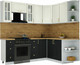 Миниатюра изображения товара Кухонный гарнитур Интерлиния Мила Шато 1.7x2.2 PR (белый/черный/дуб бунратти)