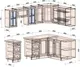Миниатюра изображения товара Кухонный гарнитур Interline Мила Шато 1.7x2.4 PR (дуб вотан/черный/белый гранит)