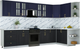 Миниатюра изображения товара Кухонный гарнитур Интерлиния Мила Шато 1.7x3.4 PR (индиго/черный/белый гранит)