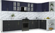 Миниатюра изображения товара Кухонный гарнитур Интерлиния Мила Шато 1.7x3.5 PR (индиго/черный/белый гранит)